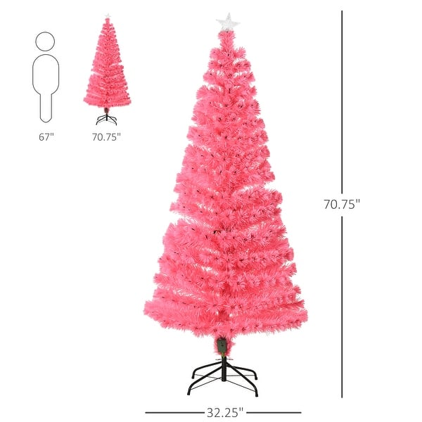 dimension image slide 0 of 4, HOMCOM 6 ft. Prelit Artificial Christmas Tree with Stand, Colored Christmas Tree