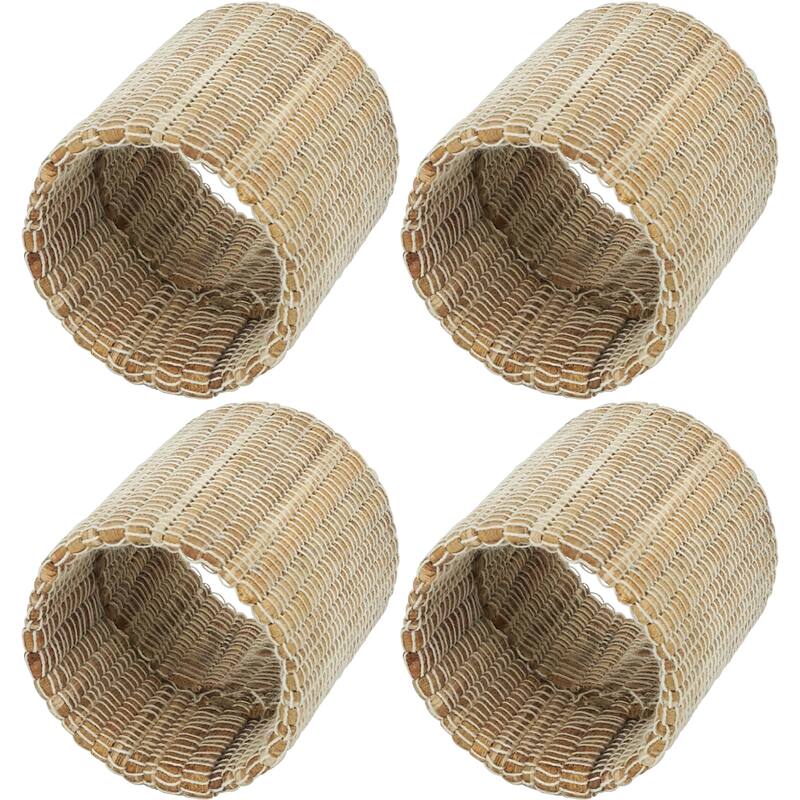 Shimmering Napkin Rings With Woven Nubby Design (Set of 4)