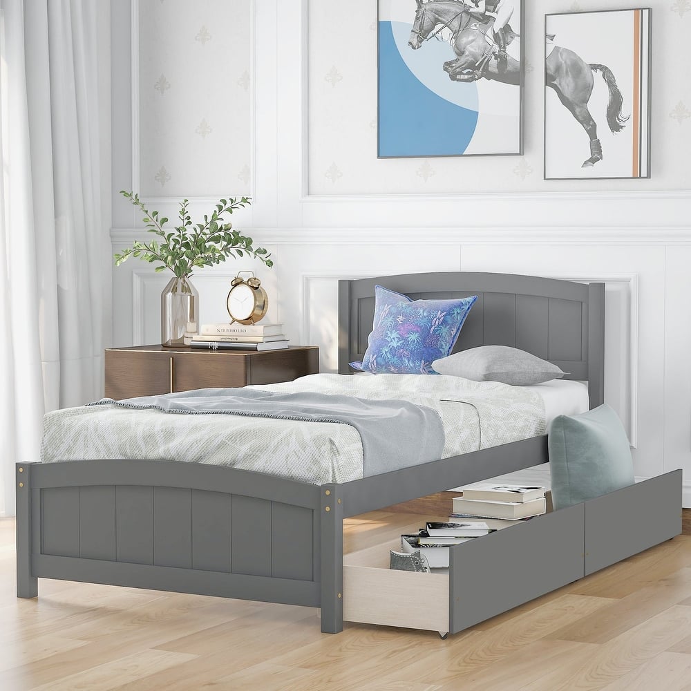 Twin size Platform Bed with Two Drawers