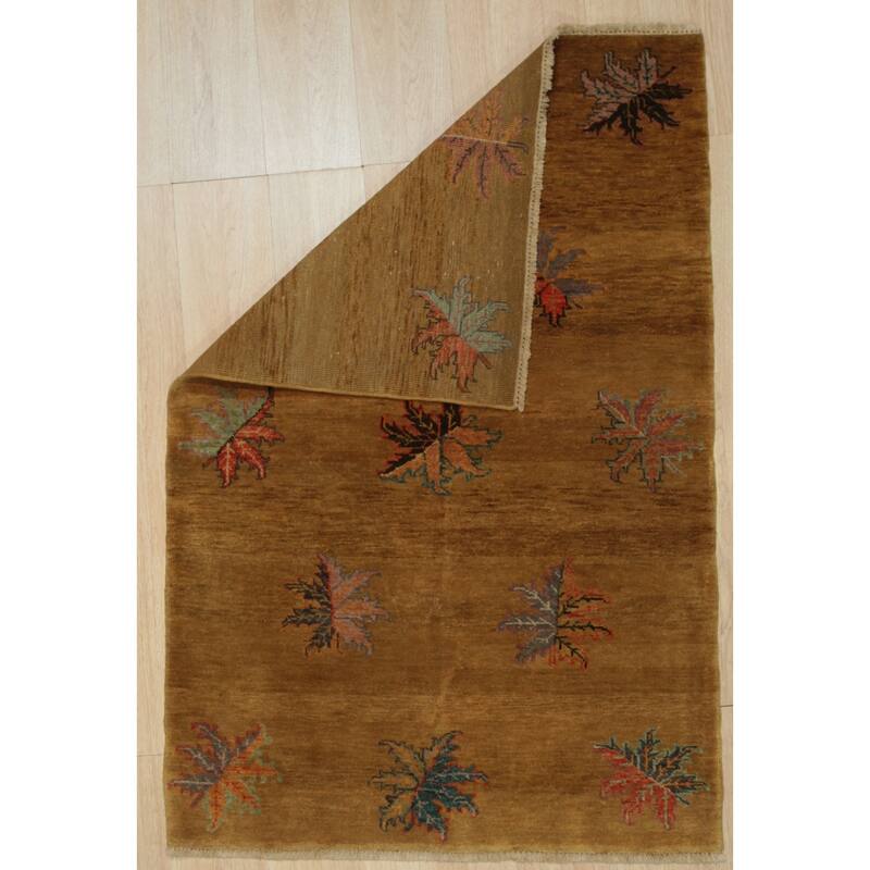 Brown Handmade Wool Transitional Ningxia Rug, 3'10 x 5'9, Hand Knotted Wool, Subtle Shading, Elegant Design - N/A