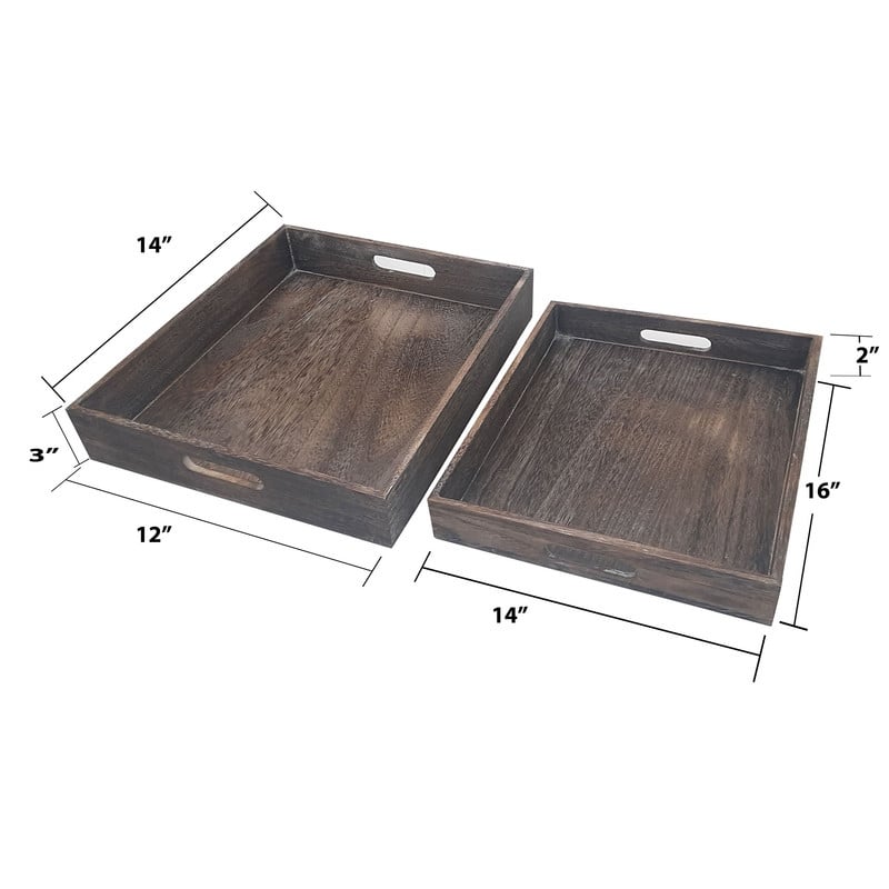 Set of 2 decorative wooden serving tray - 8'6" x 13' - 8'6" x 13'