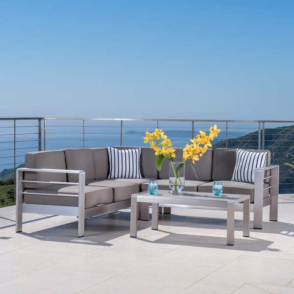 Cape Coral Outdoor 5-Seater Sectional Set by Christopher Knight Home. Opens flyout.