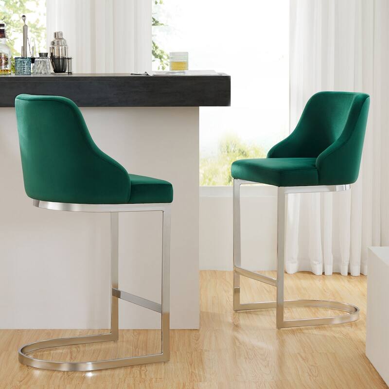 25.8'' Velvet/Leather Counter Height Bar Stools, Set of 2/3 - 36.6"H x 18.9"W x 20.5"D