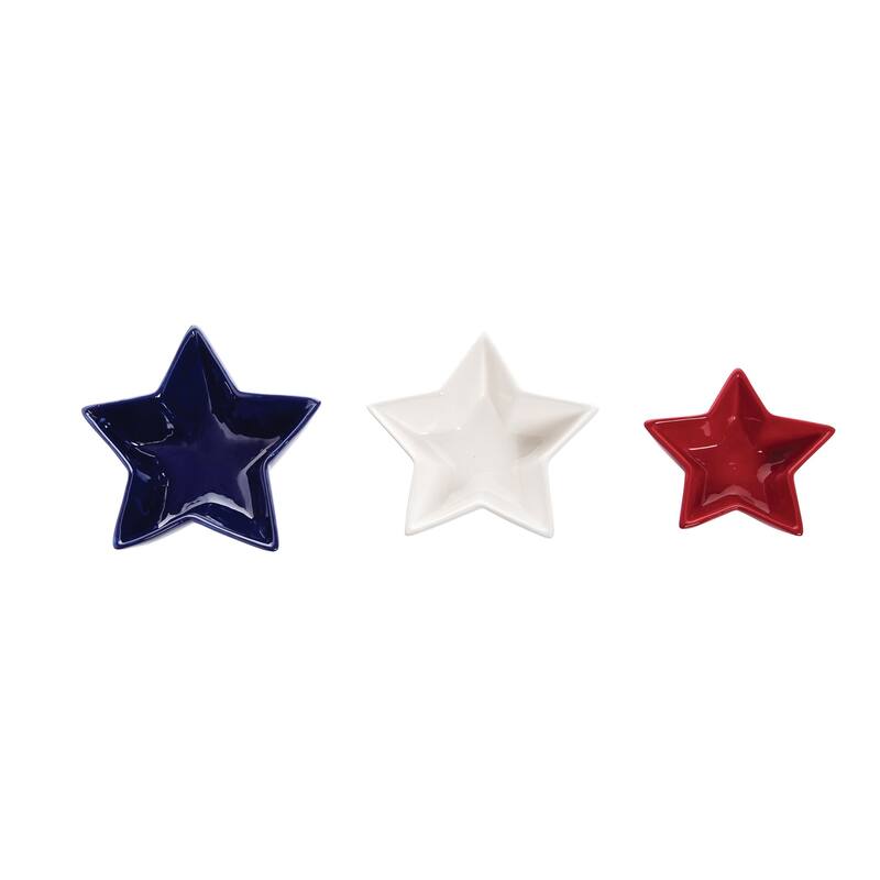 Star Shaped Patriotic 4th of July Dish Set of 3 - 7.87 x 7.68 x 2.36
