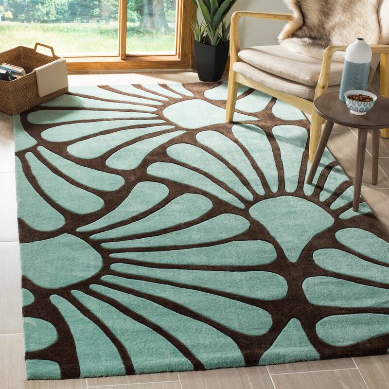 SAFAVIEH Handmade Modern Art Meiko Modern Polyester Rug - 9' x 12' - Brown/Blue