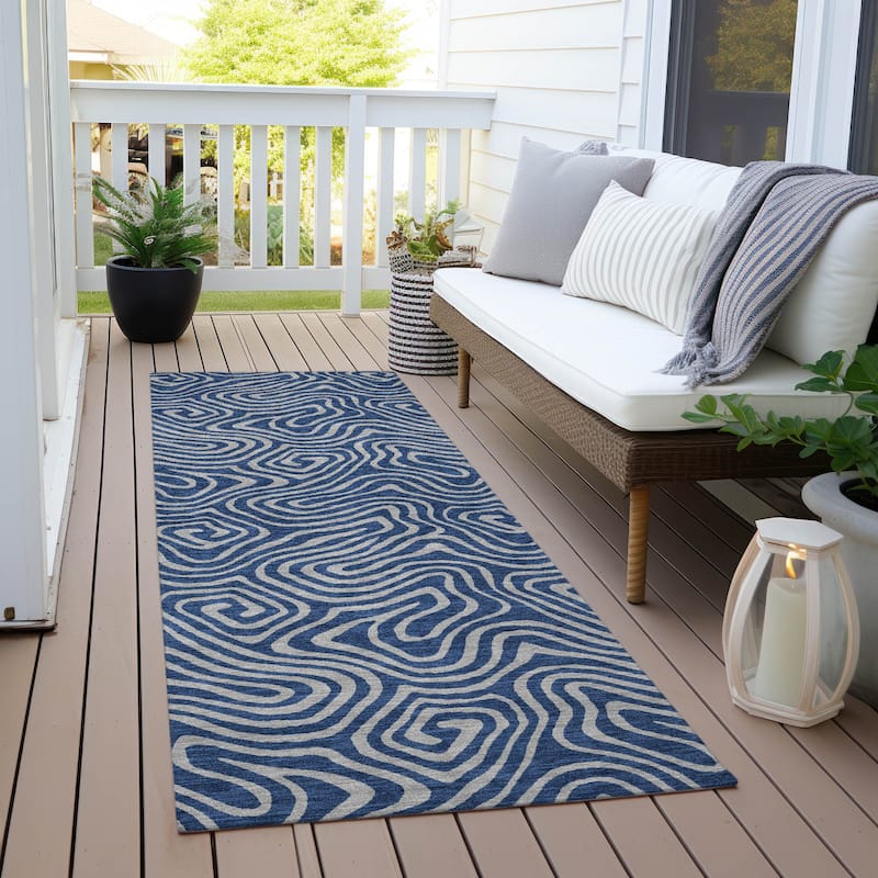 Machine Washable Indoor/ Outdoor Modern Trance Chantille Rug
