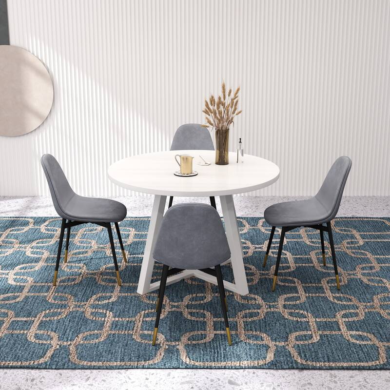 5-Piece Round Dining Chairs & Table Set Breakfast Nook with 4 Velvet Dining Accent Chairs and Side Table