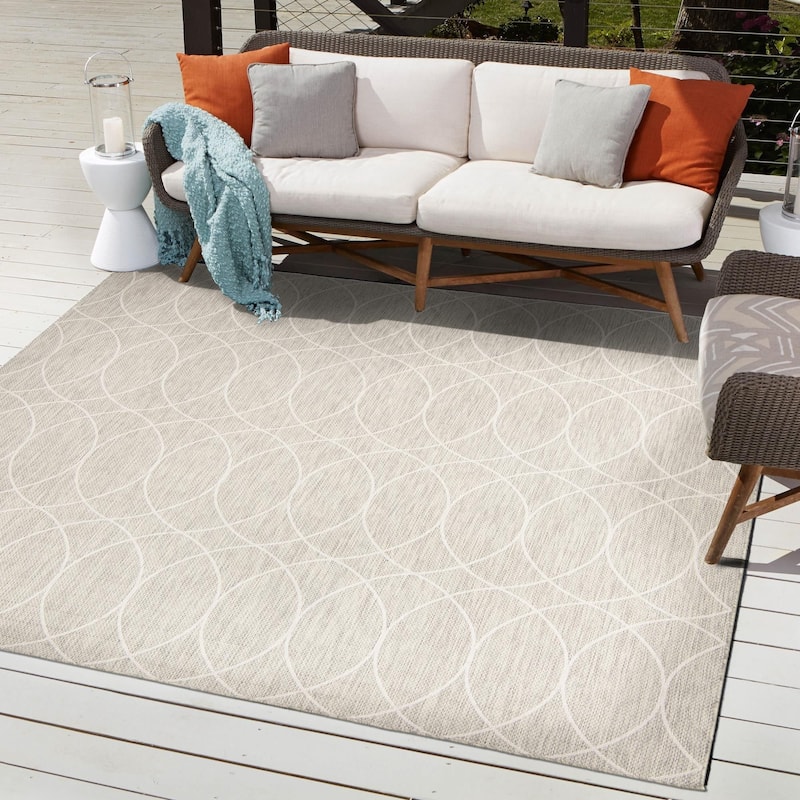 Outdoor Khence Collection Area Rug - Light Gray - 10' Square