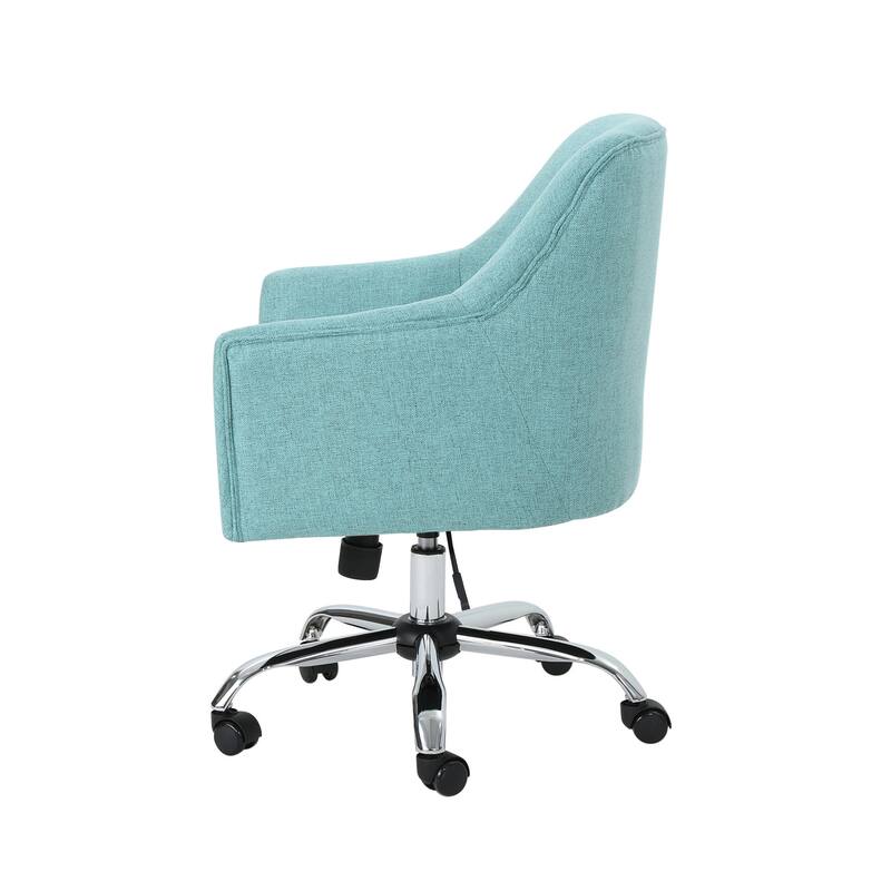 Heza Rolling Swivel Office Chair, Light Blue Fabric, Chrome Metal