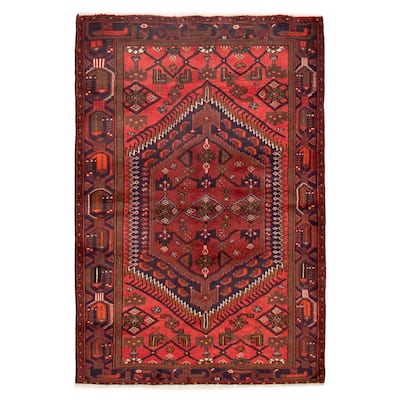 ECARPETGALLERY Hand-knotted Andelz Red Wool Rug - 4'3 x 6'3