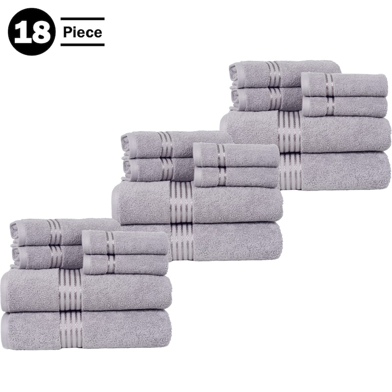 Towel Set - Cotton Bathroom Accessories with Bath Towels, Towels, and Washcloths - Machine Washable Towels by Lavish Home (Gray)
