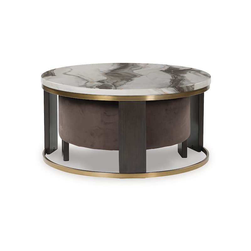 Signature Design by Ashley Jazmore Brown/Gold Nesting Coffee Table (Set of 2) - 36" W x 36" D x 18" H