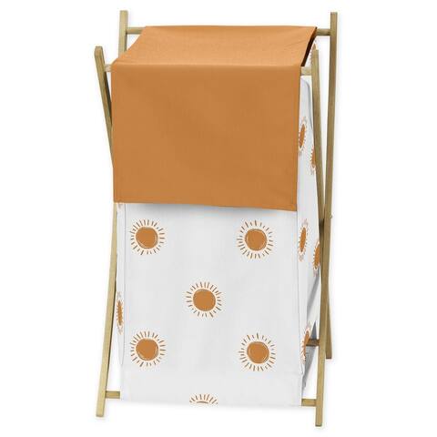 Orange and White Boho Sun Laundry Hamper Pumpkin Orange Retro Bohemian Celestial Sky Desert Sunshine Minimalist Gender Neutral