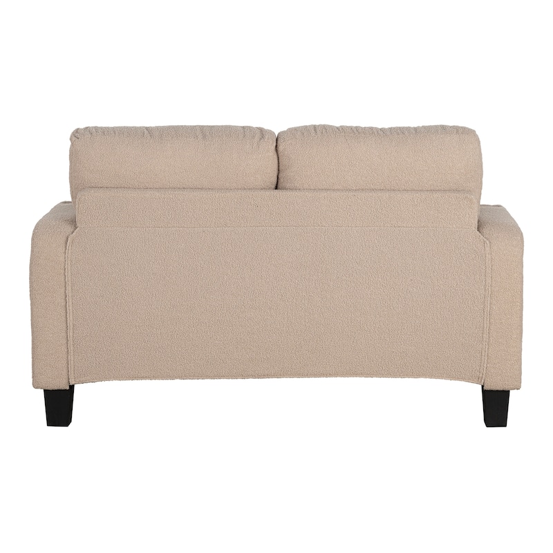 61" Small Beige Loveseat Sofa with 2 Pillows and Cup Holder