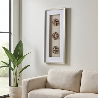 Agate Canvas Art Rectangle Textured Floral Wood Frame - 2" Brown