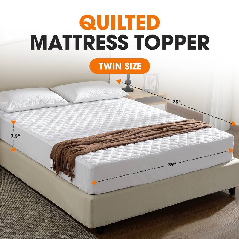 Cheer Collection Quilted Hypoallergenic Fitted Mattress Pad - White