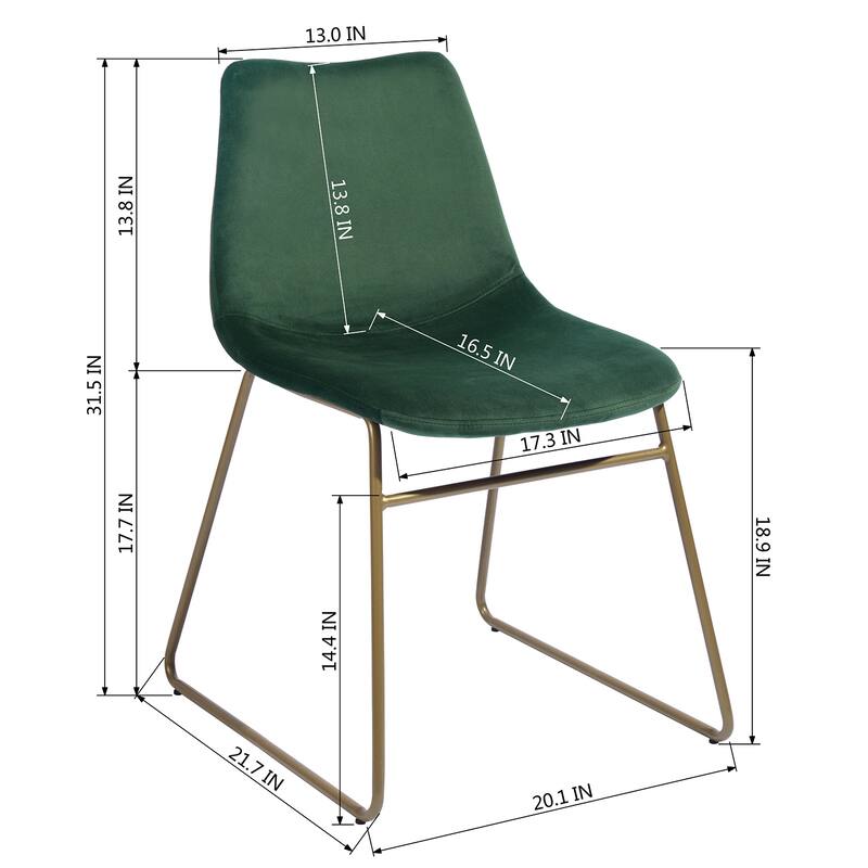 Homylin Batassel Velvet Dining Chairs, Upholstered Reception Chairs, with Metal Legs for Home Kitchen, Living Room(set of 2)