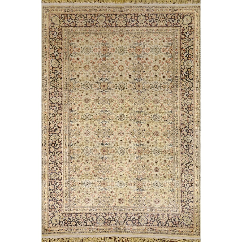 Pre-1900 Antique Silk Farahan Foyer Rug Hand-Knotted Wool Carpet - 4'0" x 6'0"