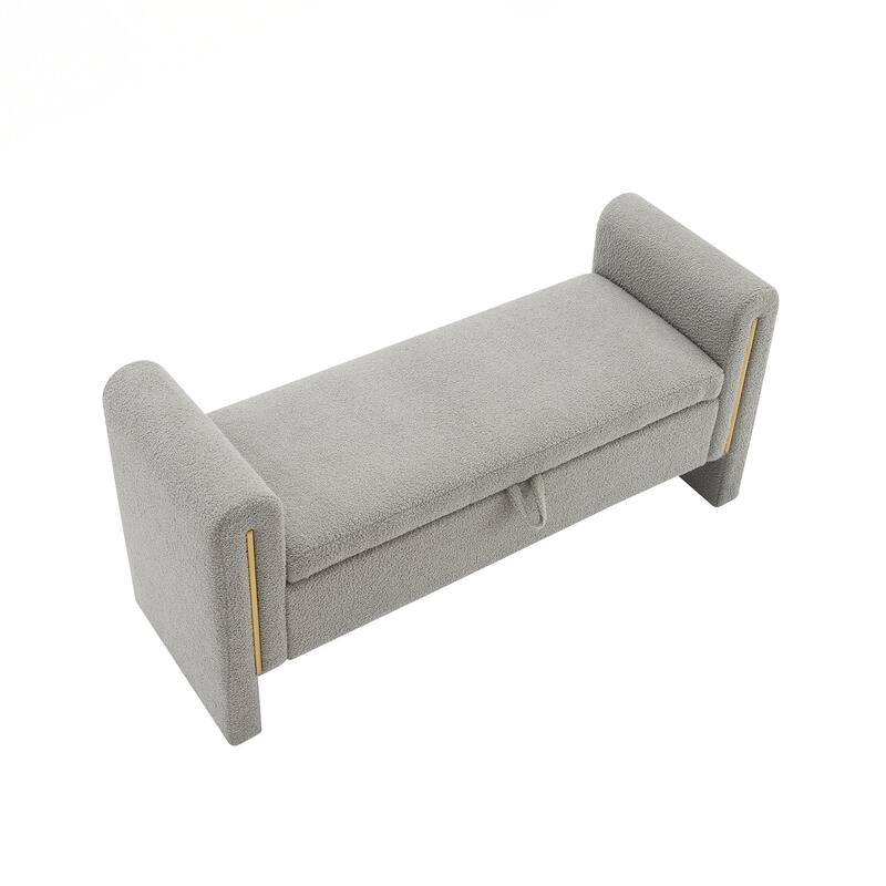 Bench with Arms and Storage,Upholstered Large Foot Rest Stool, Comfy Window Vanity Bench for Living Room,Bedroom,Dorm
