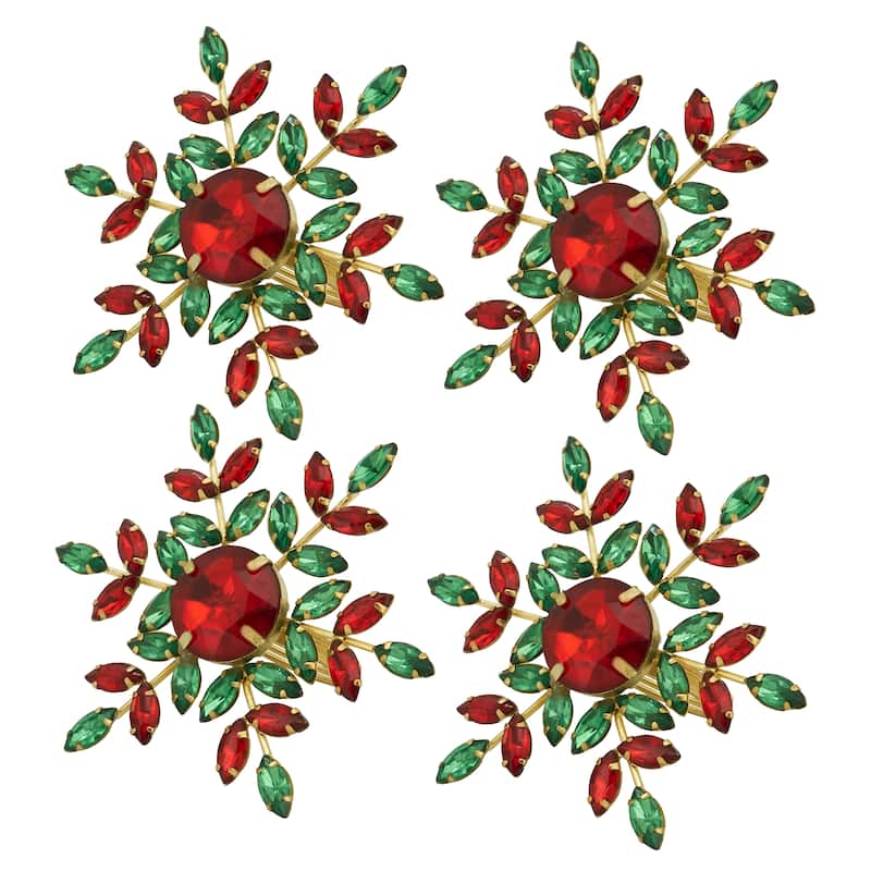 Elegant Frost Beaded Snowflake Napkin Ring (Set of 4)