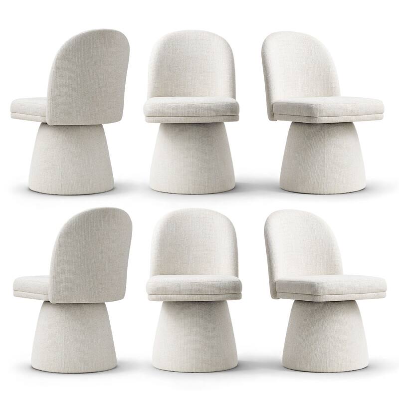 Upholstered Swivel Dining Chair(Set of 6) - Beige
