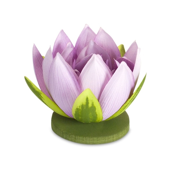 Set of 12 Purple and Green Floating Lotus Flower 4” - N/A