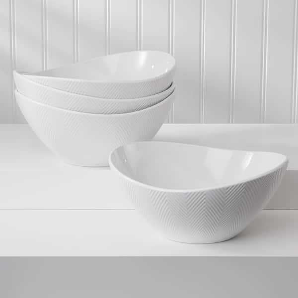 Euro Ceramica Highlands White Porcelain 4 Piece Serving Bowl Set - Bed Bath & Beyond