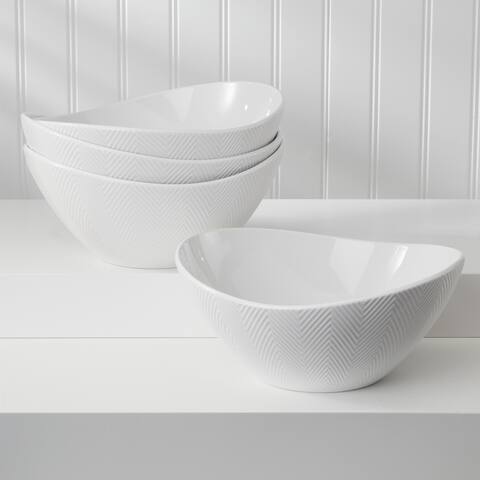 Euro Ceramica Highlands White Porcelain Serving Bowls, 3pc and 4pc