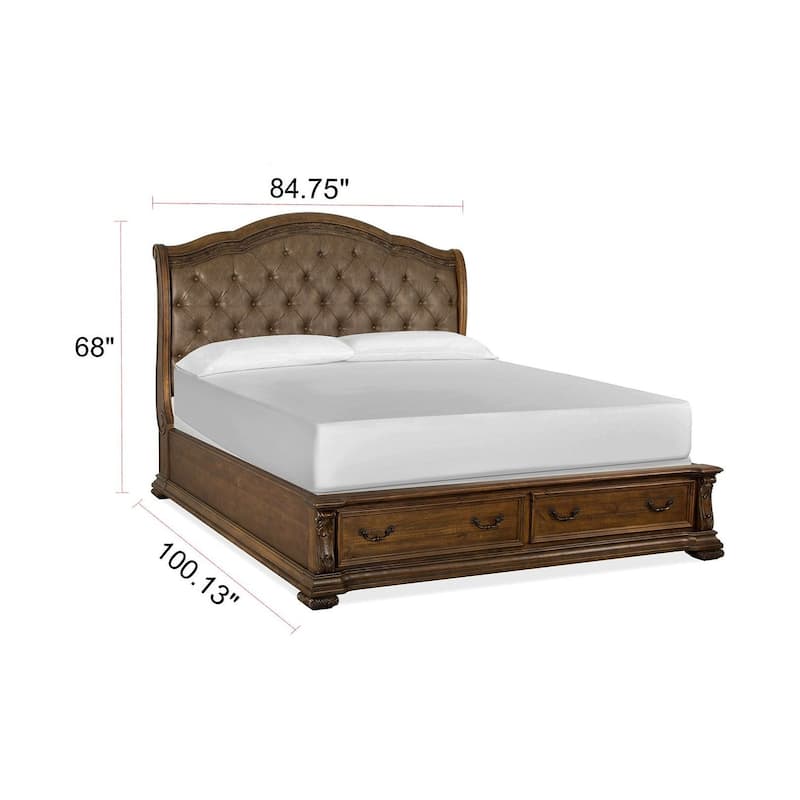 Magnussen Home Durango Willadeene Brown Upholstered Sleigh Storage Bed