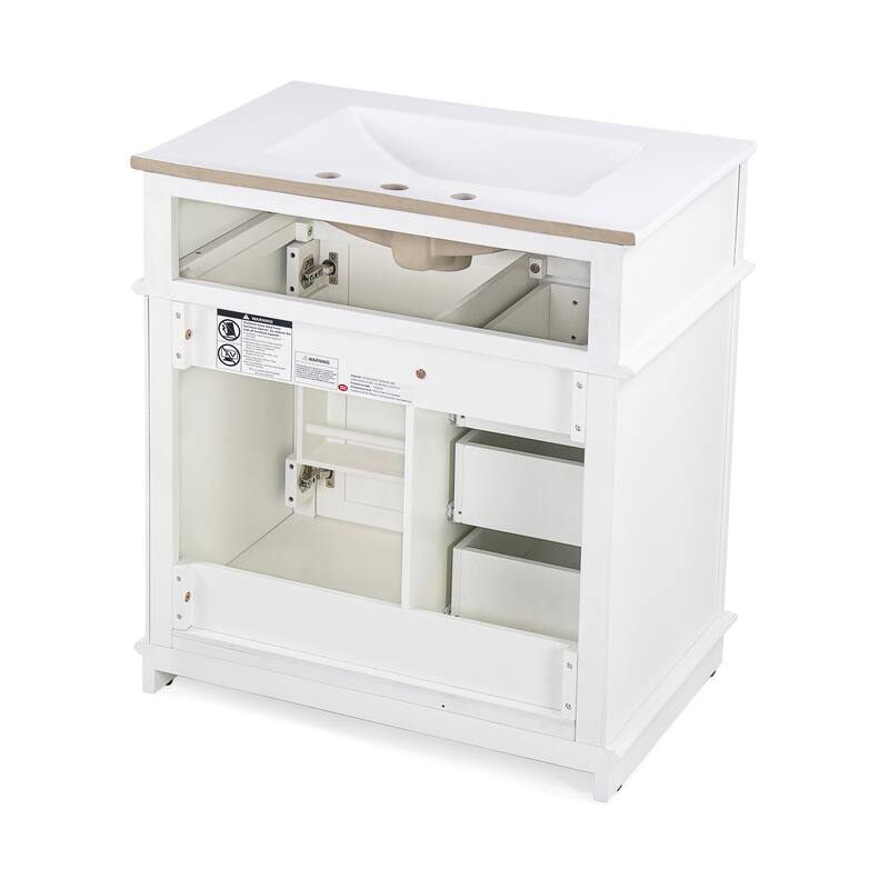Modern 30-Inch Freestanding Vanity with Ceramic Sink, Soft-Closing Door, Drawers, and Painted Finish