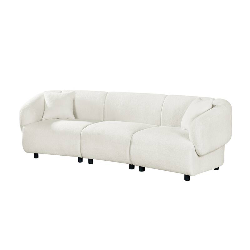 98.5" Curved Sofa for Living Room, Modern Upholstered Fabric Curved Couch with Armrests, 3 Seater Couch for Apartment, Office