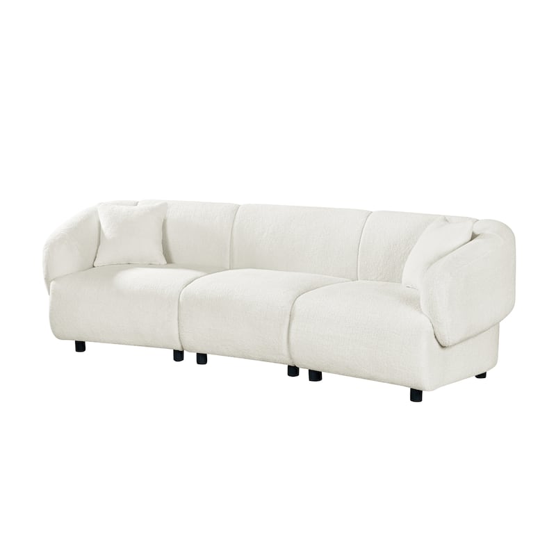 Christopher Knight Home - Hulk Curved Boucle 3-Seat Sofa with Sturdy Wooden Frame