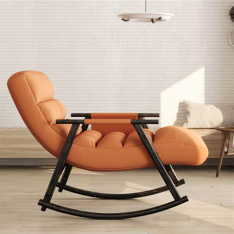 Folding Rocking Upholstered Chair with Adjustable Back and Footrest