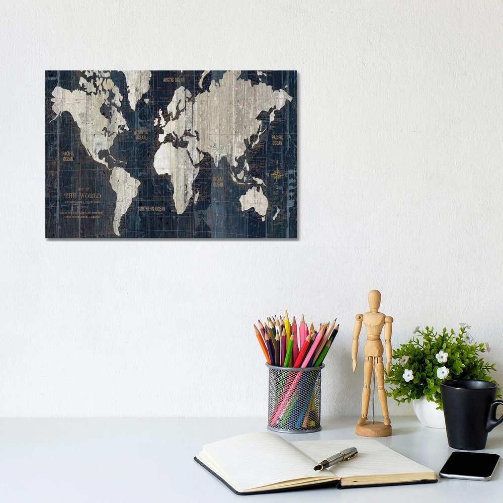 iCanvas "Old World Map Blue" by Wild Apple Portfolio Canvas Print