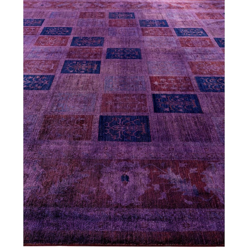 Overdyed One-of-a-Kind Hand-Knotted Area Rug - Purple - 12' 0" x 17' 5"
