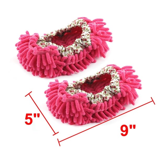 Pair House Floor Polishing Dusting Cleaning Foot Sock Shoes Mop Slippers  Fuchsia - Bed Bath & Beyond - 17586947