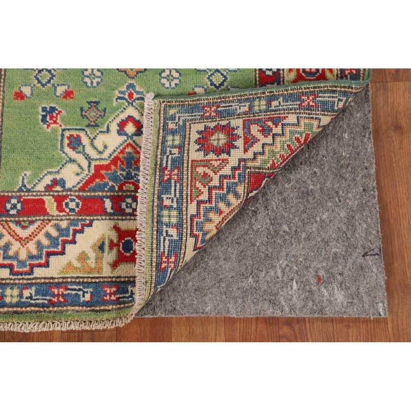 Green Kazak Foyer Rug Hand-Knotted Wool Carpet - 2'8" x 3'10"