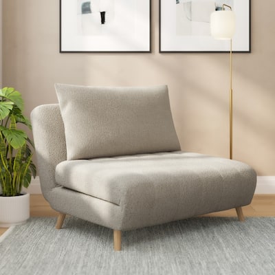 Foldable Sleep Chair with Hideaway Legs and Backrest Pillow - 75.5"D x 41"W x 30"H