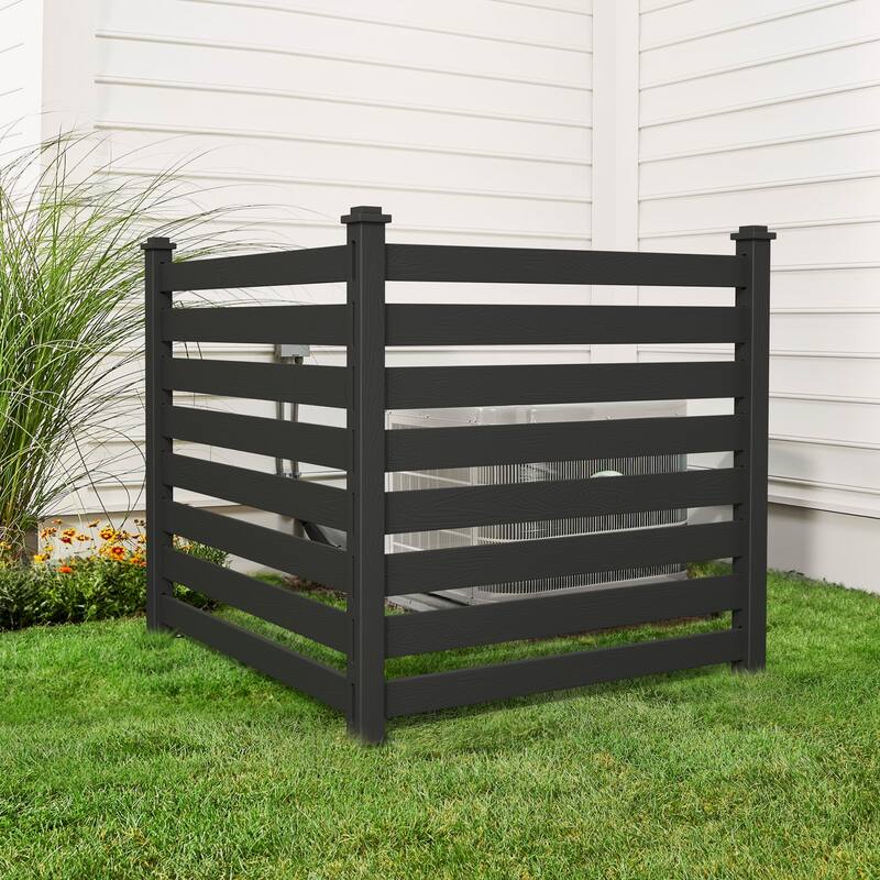 LUE BONA 38 in. x 46 in. Garden Fence Panels Outdoor 2 Panels Recycled Plastic Privacy Air Conditioner Fence