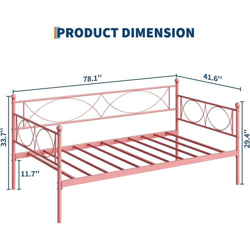 Metal Daybed with Trundle Set, Space-Saving Sofa Bed Frame with Steel Support for Bedroom or Living Room