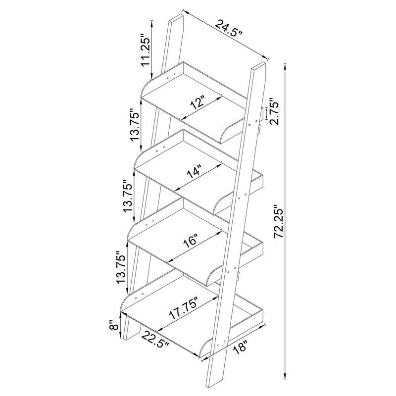 Amaturo 72-inch 4-shelf Acrylic Ladder Bookshelf Clear - 24.50" x 18.00" x 72.25"