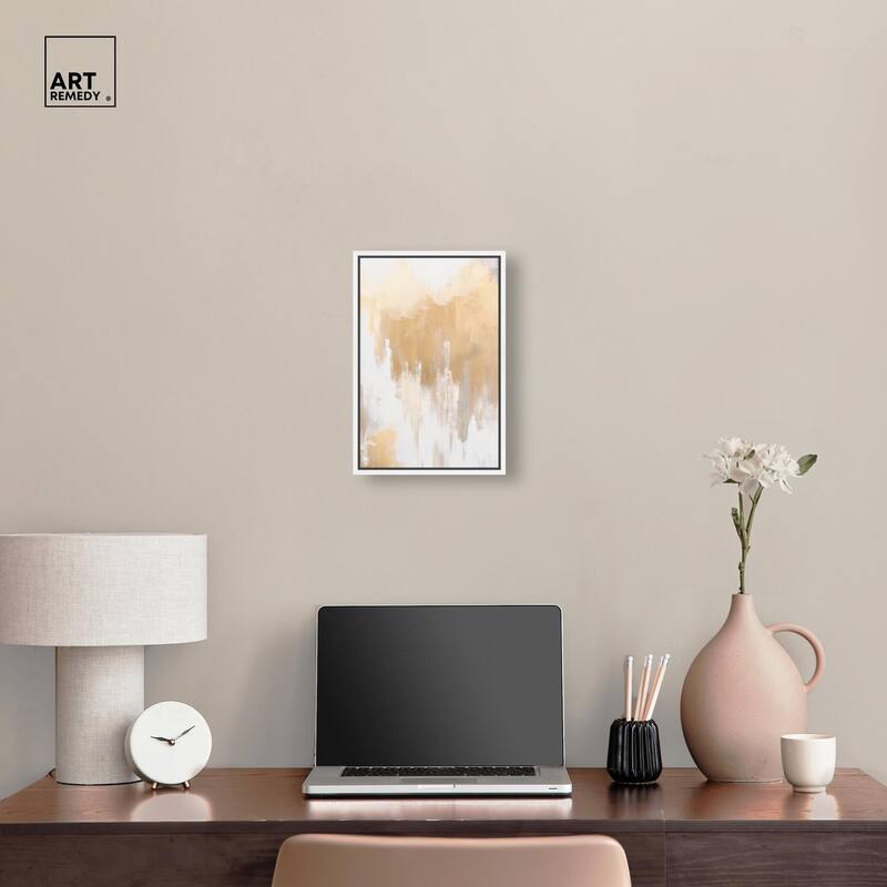 Soft Grey Glam Gold Canvas by Art Remedy