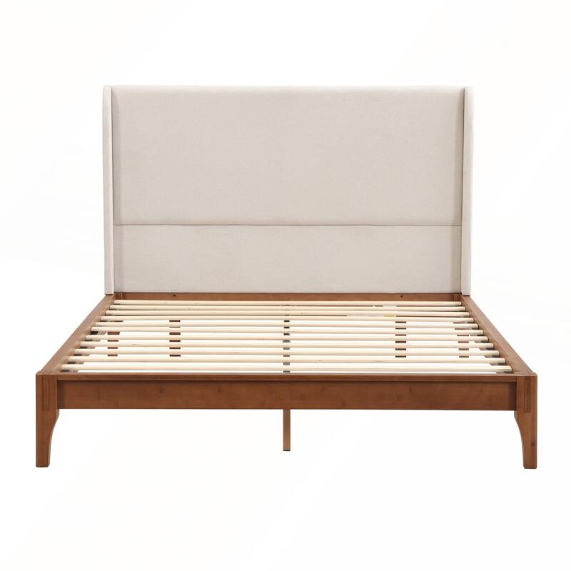 King Size Solid Dry Bamboo Wood 12 Inch Platform Bed