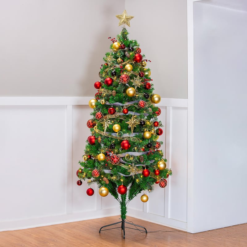 7.5' Tree with 250 LED Lights and 140 Ornaments and Storage Bag, Holiday Traditions