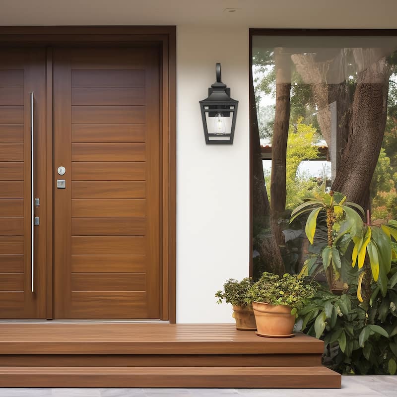 Mount Outdoor Porch Lights Waterproof Black Outdoor Sconce Lights with Clear Glass, for Patio Hallway Garage