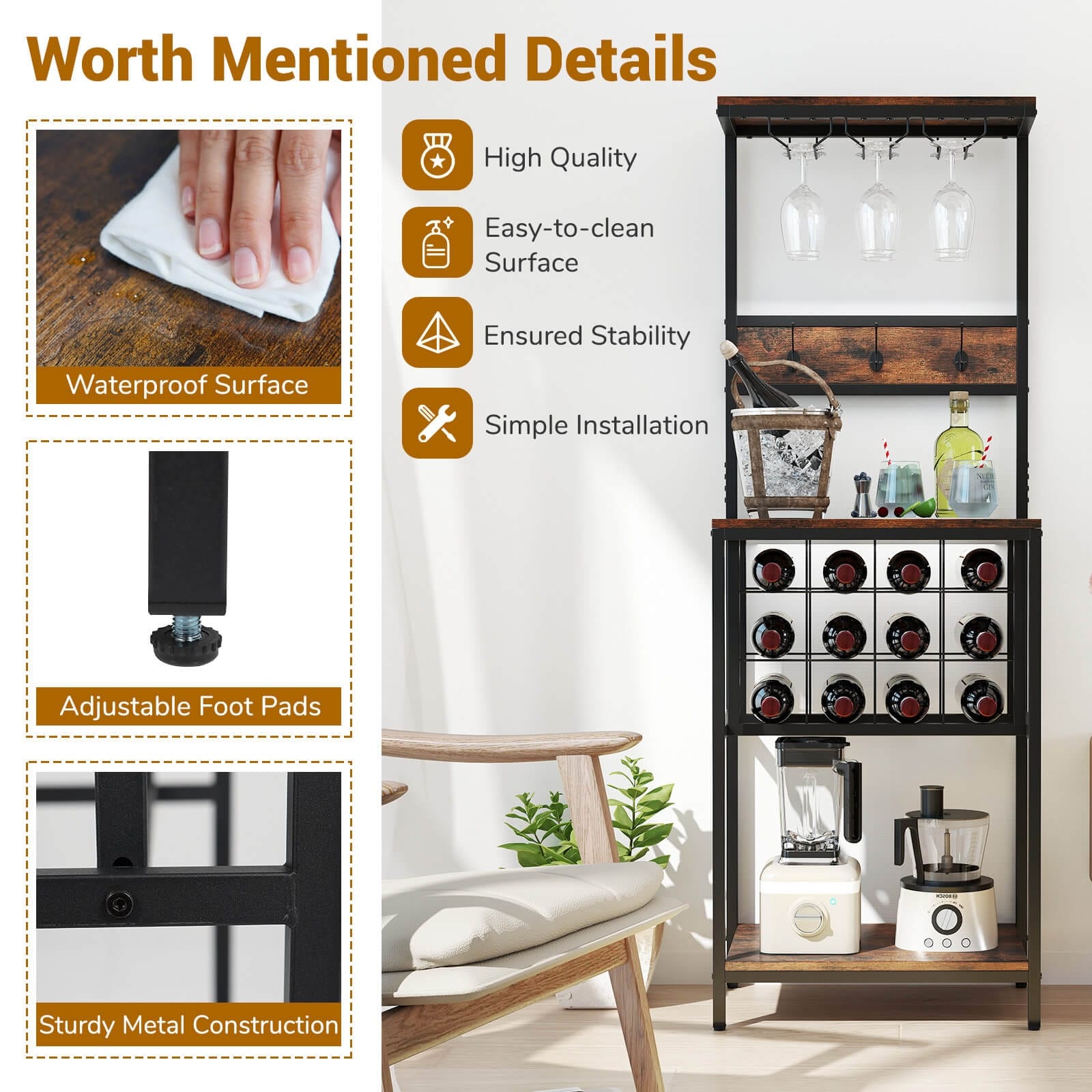 Costway Wine Rack Freestanding Floor with Countertop Wine and