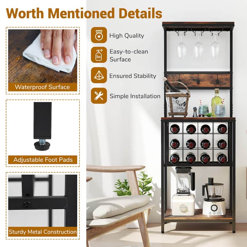 Costway Wine Rack Freestanding Floor with Countertop Wine and Glass - See Details