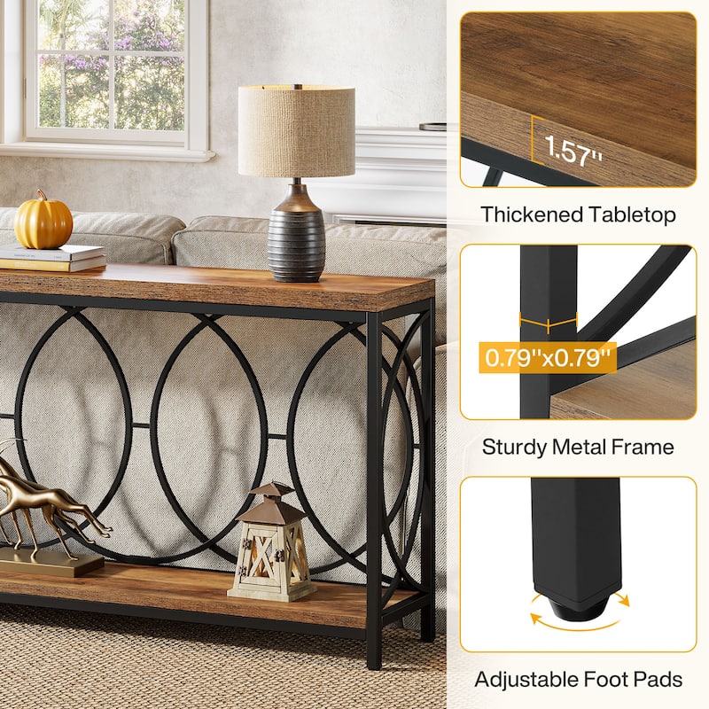 Industrial 71" Sofa Table with Metal Frame Console Table for Entryway