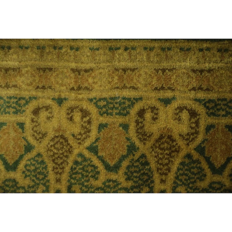 Hand Knotted Oriental 100% Wool Carpet Traditional All-Over Green Art Deco Area Rug - 8' 10'' X 5' 11''