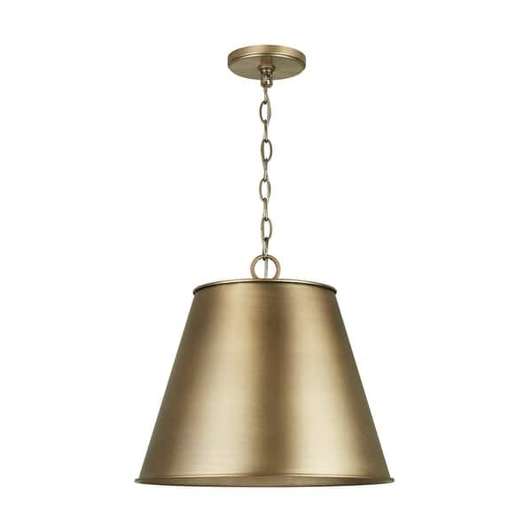 slide 2 of 5, Welker 1-light Aged Brass Hanging Pendant